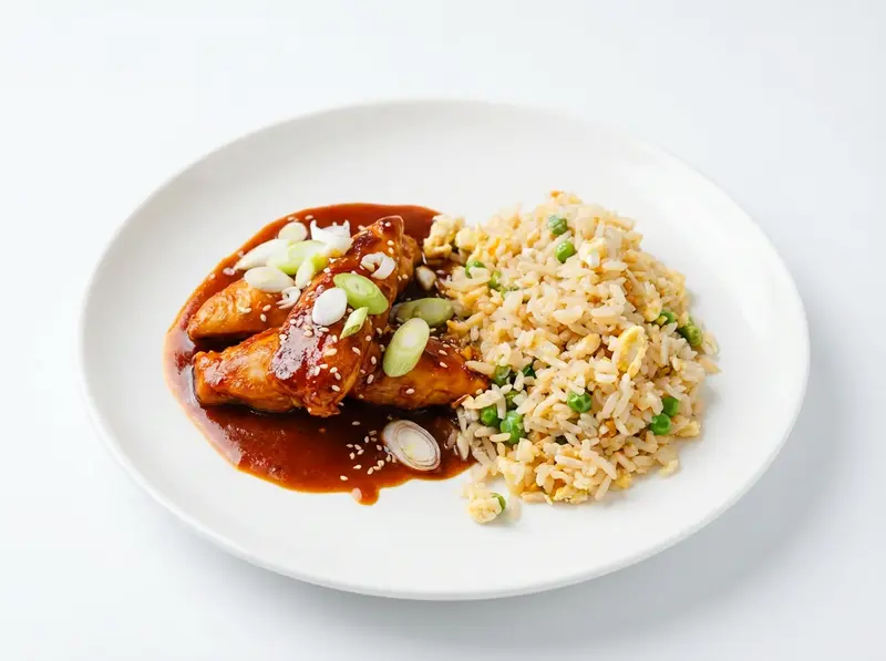 Garlic Sriracha Chicken and Egg Fried Rice
