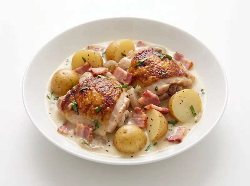 Slow Cooker Chicken, Bacon and Potato Stew