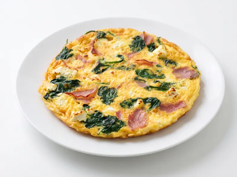 Air Fryer Spinach, Feta and Ham Omelette